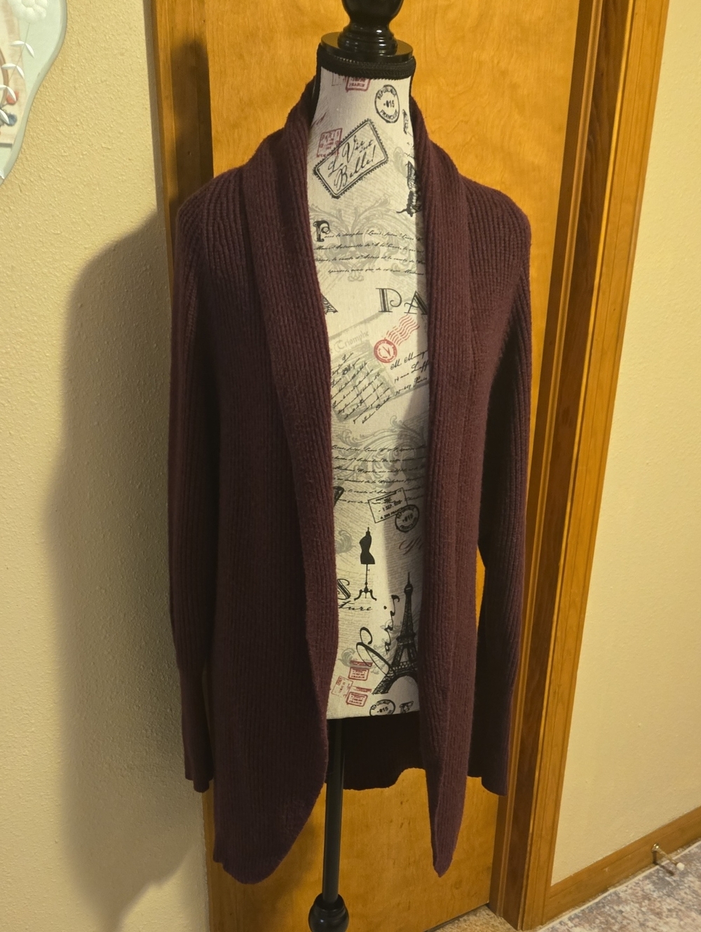 Leith Open-Front Cardigan in Plum